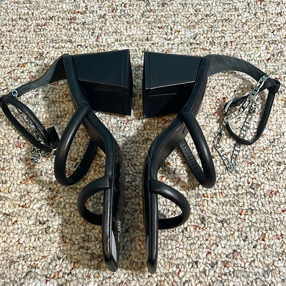 NEW Free People Parker Chain Heels in Black Size 8.5